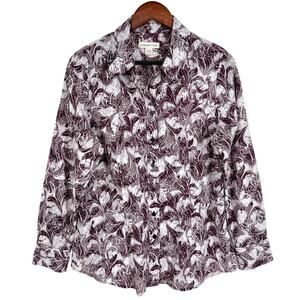 Coldwater Creek Sz Large 14-16 Long Sleeve Purple Blouse Shirt Top Mature Fall